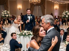 “Everyone, meet my loser sister who still lives with roommates!” my brother announced into the wedding microphone, making two hundred guests laugh at my expense. My cheeks burned in shame—until his billionaire CEO boss walked up, hugged me tightly, and uttered a sentence that instantly froze the room.