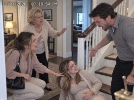 I arrived at my eight-month-pregnant daughter’s house carrying flowers, only to find her trembling on the kitchen floor, covered in bruises. Her husband laughed and ordered me out. Three hours later, he was screaming in the emergency room, begging the police to arrest me.