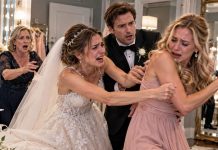 I found sticky glue smeared across my $18,000 wedding dress minutes before the ceremony—and then I saw my sister slipping out of the bridal suite. I grabbed her arm and said, “Tell me right now why you were in there.” She looked at the dress, went pale, and whispered, “You were never supposed to see that.”