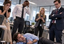 I collapsed onto the cold corporate floor as my heart gave out, but instead of calling 911, my coworkers simply stood around watching me struggle for my final breath. As my consciousness began to fade, a familiar, mocking voice suddenly echoed inside my head: “I can broadcast my thoughts directly into everyone’s mind”—and what happened next would turn my entire world upside down.