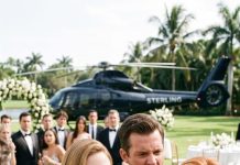 My sister stole my millionaire fiancé fifteen years ago and mocked me at a wedding today, but her smile vanished when my husband’s helicopter landed.