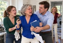 Two hours after I found my daughter crying quietly at her own kitchen sink, her in-laws were gone. I bought that home so she could start over, but they had moved in for weeks, taken over her own bed, and made her cook and clean for everyone. “You can’t just throw us out!” her mother-in-law cried. I had only one thing to say… and I pointed directly toward the front door.