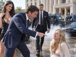 After being stripped of everything in divorce court at 8 months pregnant, my ex sneered, “Take this $100 bill for a cab to a homeless shelter.” His mistress smirked right beside him, wearing my late mother’s stolen necklace. He kicked me out into the freezing rain, laughing happily as his Mercedes pulled up. Suddenly, three armored SUVs swerved onto the plaza and boxed his car in tight. A famous billionaire CEO stepped out, shielded my body from the storm, and whispered a terrifying promise that caused my ex-husband to drop right to his knees…