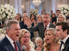My son’s bride humiliated my wife in front of 180 wedding guests, then crushed the bracelet our late daughter had given her. My son watched and smiled. I stood up, took the microphone, and canceled a $2.4 million transfer. That’s when the bride’s father shouted, “We already used the money!”