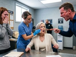 At the precinct, my MIL framed me for assault and my husband screamed, “Lock her up!” But when the medical examiner wiped her face, the entire room froze.