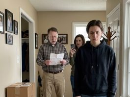 My father locked me in a storage room for his new wife, then shouted, You’re not part of this family. My stepmother filmed everything and sent it to 12 relatives in the family group chat. I said nothing. I just packed my things. Sixty-two minutes later, a letter from my mom arrived. Dad read it, went pale, and suddenly they were screaming my name in panic…