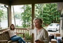 I drove my kids to my lake house, only to discover that my mom, dad, and my brother’s entire family had moved in without my permission! My mother stormed outside screaming, “You’re trespassing! I’m calling the police!” I just smiled and replied, “Go ahead.” Then I calmly sat with my children on my own porch swing. Three hours later, a white sedan pulled into my driveway. The moment Mom saw who stepped out, her face turned deathly pale…