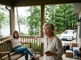 I drove my kids to my lake house, only to discover that my mom, dad, and my brother’s entire family had moved in without my permission! My mother stormed outside screaming, “You’re trespassing! I’m calling the police!” I just smiled and replied, “Go ahead.” Then I calmly sat with my children on my own porch swing. Three hours later, a white sedan pulled into my driveway. The moment Mom saw who stepped out, her face turned deathly pale…