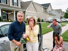 A 20-minute stop for birthday flowers saved my life. My wife and I were heading to my son’s house for his wife’s party, but the moment we turned onto their street, what was waiting ahead made me freeze.