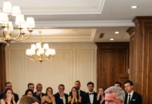 My father told me in front of 30 people that I wasn’t important enough to attend my sister’s wedding. Everyone stayed silent while I tried not to cry. Then I stood up, made one phone call, and said exactly ten words. Every smile disappeared. But the real shock came when the groom’s mother asked one question Dad couldn’t answer.