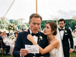 My daughter brought home a charming entrepreneur, and everyone agreed he was exactly the man she deserved. Everything seemed perfect until we shared a dance. Suddenly, she slipped an envelope into my pocket. Inside was a handwritten note that said, Dad, stop this wedding. I froze, realizing my daughter was desperately trying to tell me something she couldn’t say out loud.