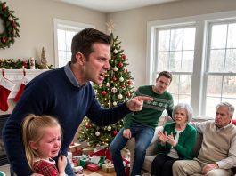 AT CHRISTMAS DINNER, MY BROTHER STRUCK MY DAUGHTER FOUR TIMES AND SHOVED HER WHILE MY PARENTS ACTUALLY CHEERED. MY MOM TOLD ME SHE NEEDED TO LEARN. MY BLOOD RAN COLD. I STOOD UP IN DEAD SILENCE, AND THEN I…