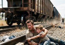 My wife’s brother took my 7-year-old son for a walk and left him sitting on the railroad tracks. “Stay right there. It’ll make you a man,” he told him. When I heard a train horn a quarter mile away, I sprinted toward my boy and tackled him off the rails just two seconds before the train roared past. As I lay bleeding on the gravel, my son pointed toward the tracks and whispered, “Daddy… look what was underneath me.”