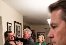 During dinner, my son’s father-in-law shoved him into a wall and struck him. His own wife crossed her arms and sneered: “Thank you, Dad! Maybe now he’ll listen!” Watching my son get abused broke my heart, but I didn’t shout or argue. I quietly stepped away, made one call, and prepared to destroy them.