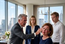 My father-in-law slapped my mom at dinner. My husband muttered, “He’s my father, don’t make it worse.” Three days later, my father-in-law walked into court and saw me in a JAG prosecutor uniform. His face went pale.