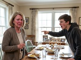My grandson threw his fork at me during dinner and snapped, “Dad says you’re lucky we even come here.” I didn’t argue or say another word. I simply picked up my keys and walked out. That night, I sent one message: “Don’t come back.” But the next morning, everything took an unexpected turn…