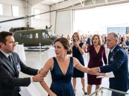 Beside the oldest display case, I stood against the back wall while three hundred guests admired a restored Huey beneath the hangar lights. My stepmother had warned, “Don’t get in the pictures. Don’t mention the army. The general is here for the museum, not you.” I’d simply nodded. He posed with her, then glanced behind me and put his glass down. “How long has she been standing there?”