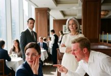 At my promotion party, my mother-in-law told me to quit my job and stay home to clean. When I refused, my husband slapped me and yelled, “Apologize to my mom or leave!” Just then, a sharp-dressed man stood up and said, “Apologize to my CEO, or your $50 million deal is gone.” My husband froze in shock…