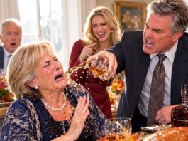 My daughter-in-law’s dad splashed bourbon in my face and sneered, “Take that, you worthless old buzzard—learn your place!” I wiped the booze from my eyes, smiled, and dialed one single phone number. They had zero idea the total nightmare I’d just unleashed on their pathetic lives.