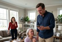 My son forced me to my knees in front of his wife, demanding an apology. My legs trembled with pain as my daughter-in-law smirked. But before I could speak, my granddaughter screamed, “Dad! Mom is lying!”