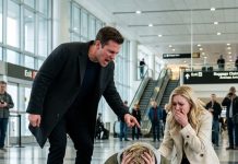 My wife lied about flying to Denver for her sister’s baby shower—then I saw her walk out of baggage claim holding my best friend’s hand. I said just four words, and he collapsed to the floor.