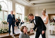 “Right in front of 300 guests, my son struck me hard across the face and shouted, ‘You’re just a domestic helper! Don’t embarrass my wife’s family!’ I fell to the floor, while my daughter-in-law, standing nearby, burst into laughter. But when her father—my son’s father-in-law—stepped onto the stage, he caught sight of me and his face instantly turned pale.”