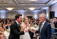 “SHUT UP, YOU DRUNK! NOBODY ASKED YOU TO SPEAK!” my son-in-law sneered as the wedding guests laughed at me. I swallowed my tears, handed the DJ a flash drive, and whispered, “Play track number 5”—seconds later, his smug smile vanished.