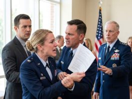 “Do you know who she is?” the base general asked the major, his face pale after seeing my badge. Moments earlier, my husband’s friend had publicly humiliated me before 40 guests: “Fake officer! That badge is a joke!” He accused me of stolen valor. My husband said nothing. I stayed calm as everything suddenly changed.