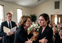 At my husband’s funeral, my mother-in-law forced me out of the front row, even though I was his widow. Then she boldly announced that his company was returning to his blood family. I stayed silent until the executor opened a secret buyout file right in the middle of the service. What happened next left everyone stunned. Before the final hymn even began, the $180,000 deposit had been frozen…