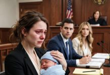 Holding Their Newborn Son in Court, She Watched Him Choose to Sit Beside His Girlfriend