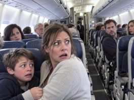 My husband had been dead for four years. During a flight home, my son suddenly grabbed my arm, trembling. “Mom… Dad is sitting two rows behind us.” My heart nearly stopped. I slowly turned around, praying he was mistaken. But what I saw left me completely frozen…