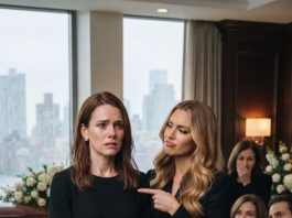 “This is Mom’s funeral, not a garage sale,” my sister hissed, mocking my plain black dress while relatives laughed.