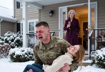 A soldier returned home from deployment to find his battered wife unconscious in the snow outside, while his mother drank champagne inside. When he confronted her, his mother smiled and said, “She finally learned her place.” But her smile faded the moment he noticed the blood on the door.