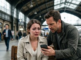 I sat crying at the train station after missing my train and realizing I would miss my own wedding. Desperate, I texted my fiancé to explain what had happened. Suddenly, a stranger leaned toward me and asked, “Is this your fiancé?” He showed me a photograph that made my blood run cold. Before I could say anything, he looked at me seriously and whispered, “Come with me. There’s something you need to see…”