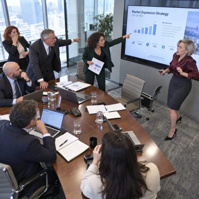 Tranh luận căng thẳng trong phòng họp