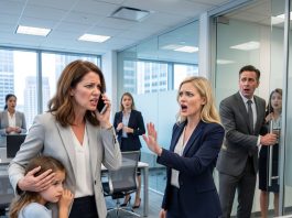 I brought my daughter to my husband’s office, but his receptionist blocked us: “He has a private guest inside. No exceptions!” I covered her ears and called my brother: “Freeze every dollar we have in his firm. Right now. No mercy.”