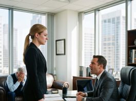 My husband’s body wasn’t even in the ground yet when his billionaire boss grabbed my wrist at the cemetery and hissed, “Come to my office tomorrow. Don’t tell your family, or you’ll be in danger.” But when I walked into his executive suite the next morning, the man sitting behind his mahogany desk made my knees collapse in terror. It wasn’t the CEO.