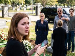 While my dad and brother celebrated on a luxury cruise with his mistress, I stood alone at mom’s funeral. Then her phone sent me five chilling words: “I’m not dead. Come to the cemetery.” Nothing prepared me for the truth waiting there.