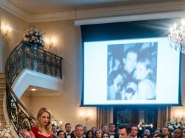 My sister-in-law shoved me down the stairs in front of a hundred anniversary guests. As I cried in pain, my husband told everyone I was being dramatic. Then our wedding slideshow suddenly changed, exposing a conversation neither of them wanted anyone to hear.