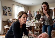 My daughter-in-law stood frozen, a wine glass in her hand, as her father’s face turned blue. No one in the room dared to move. I immediately knelt beside him and started counting. When he finally took a breath, he looked straight at his daughter and spoke one sentence that completely shattered her. The entire room fell silent…
