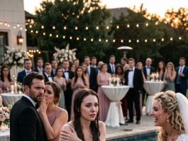 My sister thought pushing me into the pool would be a funny wedding prank. I ended up injured, soaking wet, and crying while she laughed. But her fiancé noticed something strange, and one question exposed a secret she’d desperately tried to hide.