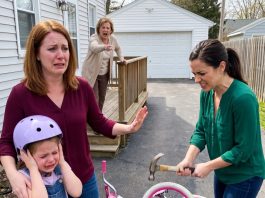 I didn’t scream when my sister took a hammer to my 6-year-old daughter’s new bike, right in front of her. “That should be a lesson for her,” she said. Mom added, “You shouldn’t have bought it for her.” I simply smiled and spoke one sentence. Their faces went pale before me…