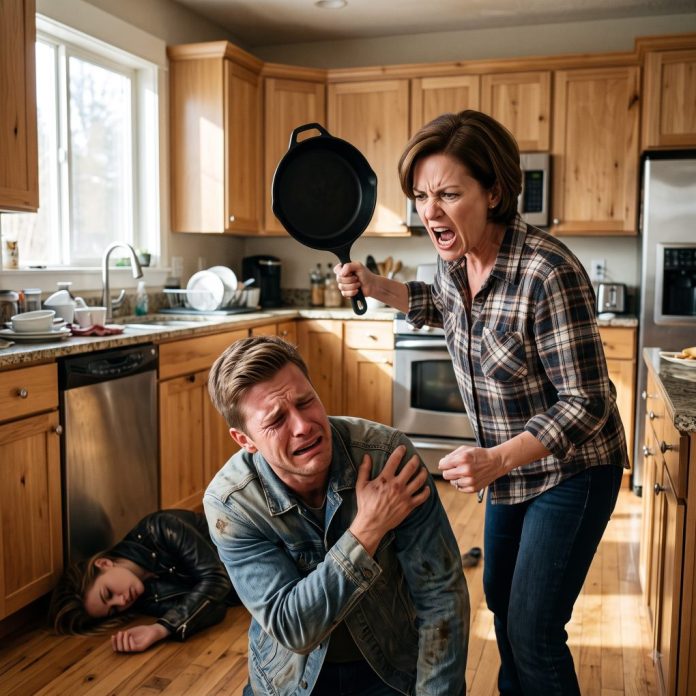 Woman_swinging_skillet_at_man_2K_20261013102220