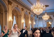 “The ballroom is for real family,” my sister smirked, telling me my seat was in the kitchen. I said nothing and walked away. Then came the sound she never expected—chairs scraping across the floor as guest after guest stood up and followed me. Suddenly, the ballroom was empty, and she screamed, “Where are you all going?”