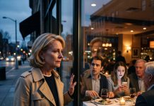 My son texted that an emergency at the shop forced him to miss my 60th birthday dinner. An hour later, I walked past a downtown restaurant window and saw him clinking wine glasses with his girlfriend’s wealthy parents. I texted her three words—and watched her smile vanish through the glass.