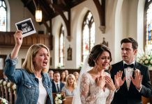 “Stop this wedding!” my husband’s ex screamed, holding up a baby scan. My world shattered right at the altar, but I had no idea that her sudden arrival was just the beginning of a dangerous nightmare.