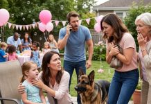 My daughter’s fifth birthday party ended with terrified screams after my wife suddenly commanded our trained dog to confront my sister. Our relatives called her crazy, but once the truth came out, their accusations turned into stunned silence.