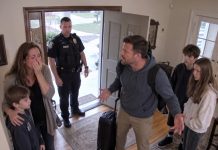“Your son wasn’t invited. He needs to learn he’s not the center of this family.” Those were my husband’s words when he finally realized I knew what he had done. While I was grieving my mother’s death, he had secretly taken his own two children to San Diego and abandoned my 8-year-old son in our house for six terrifying days. He thought I would never find out. But when he returned to find police at our door, his daughter spotted something written on a note attached to the refrigerator. She read it aloud, looked straight at her father, and asked a question that made him stop breathing.