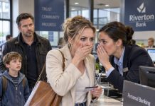 “Buy whatever you want,” my broke single-dad husband said, handing me his debit card just three days after our wedding. At the bank, the teller checked my ID, went pale, and whispered, “Your husband never told you who he really is?”